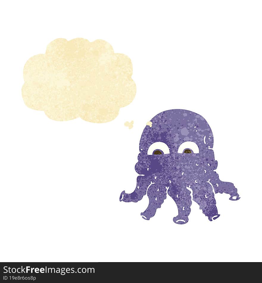 cartoon alien squid face with thought bubble