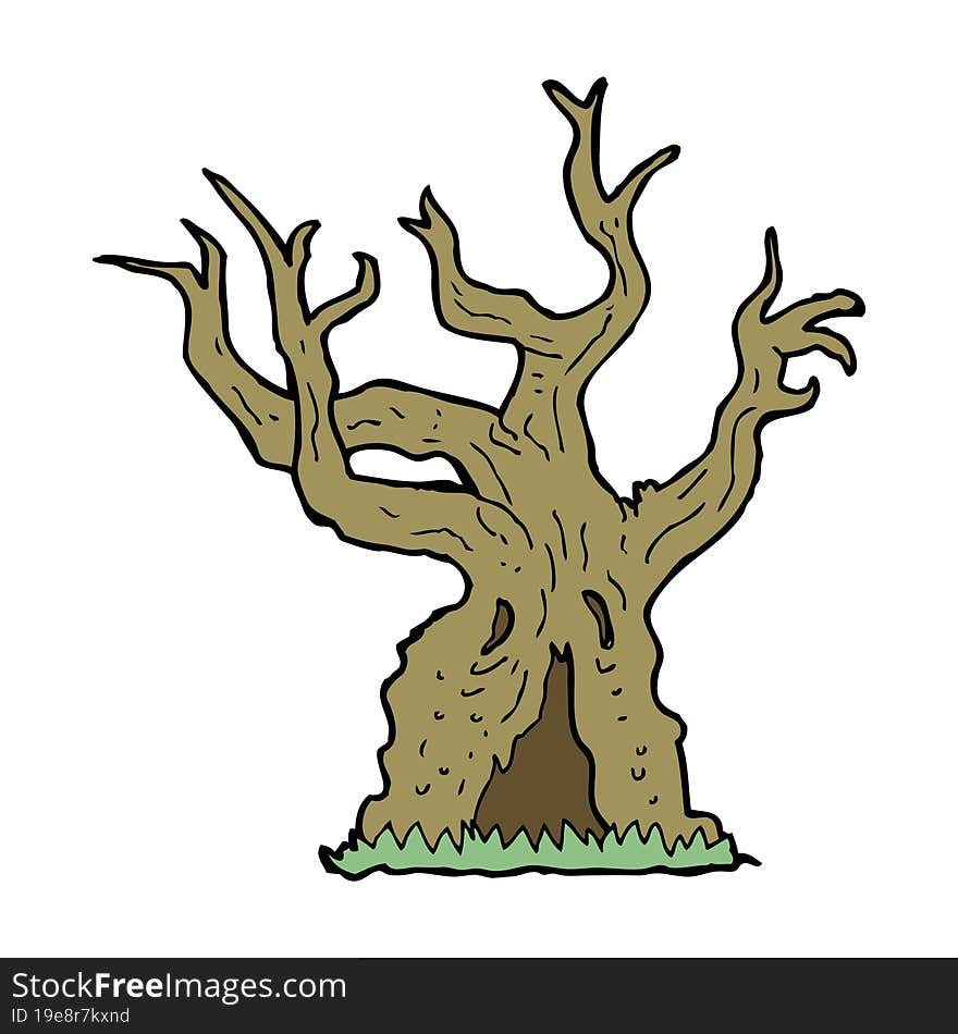 cartoon spooky old tree