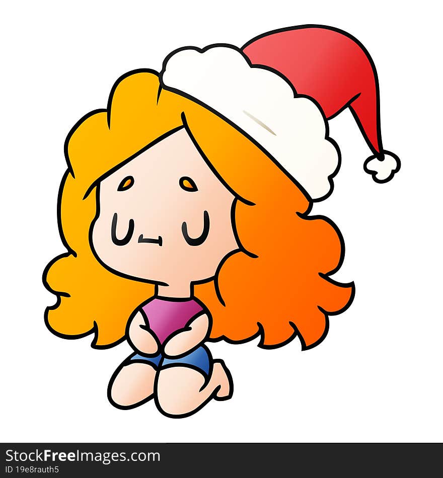 Christmas Gradient Cartoon Of Kawaii Girl