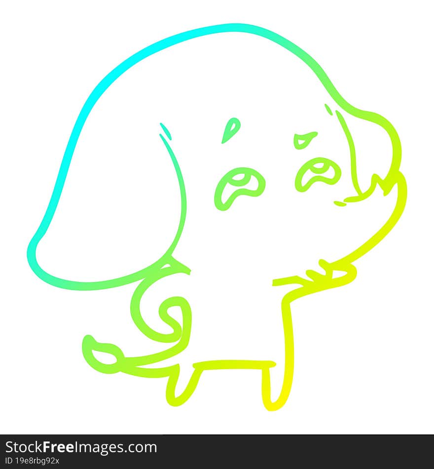 cold gradient line drawing cartoon elephant remembering