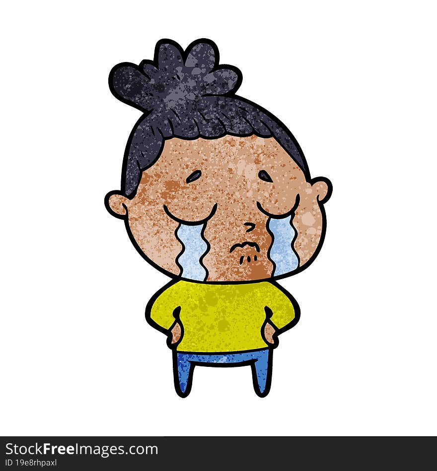 cartoon crying woman. cartoon crying woman