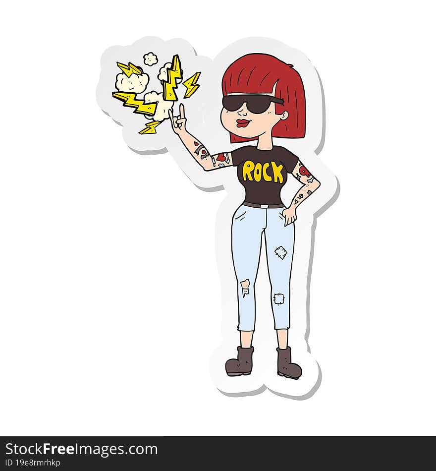 sticker of a cartoon rock woman