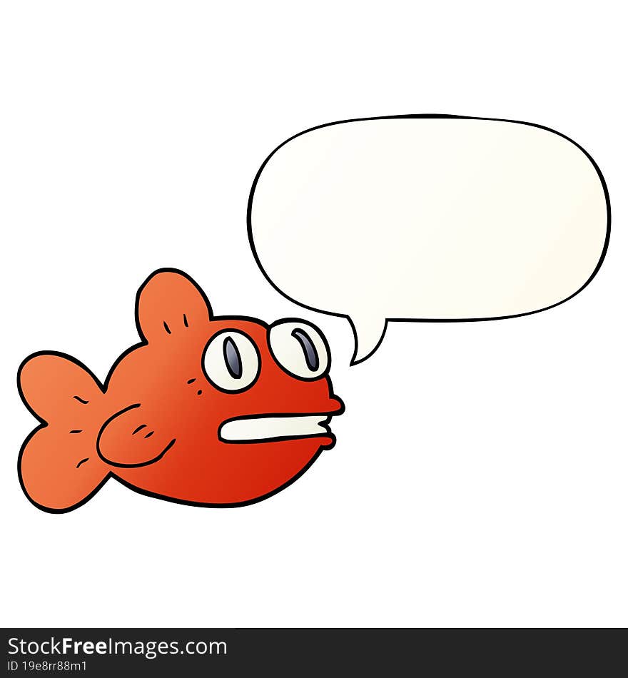 cartoon fish and speech bubble in smooth gradient style