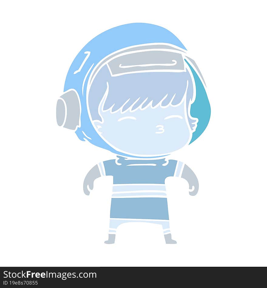 flat color style cartoon curious astronaut