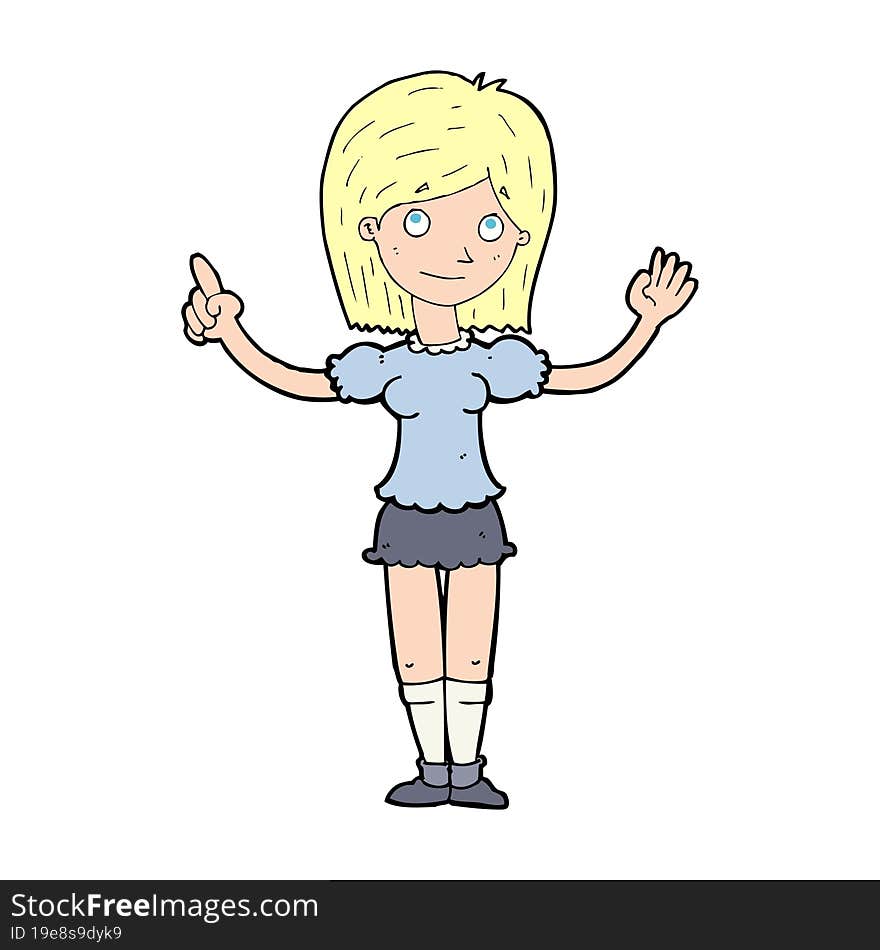 Cartoon Woman Explaining Idea