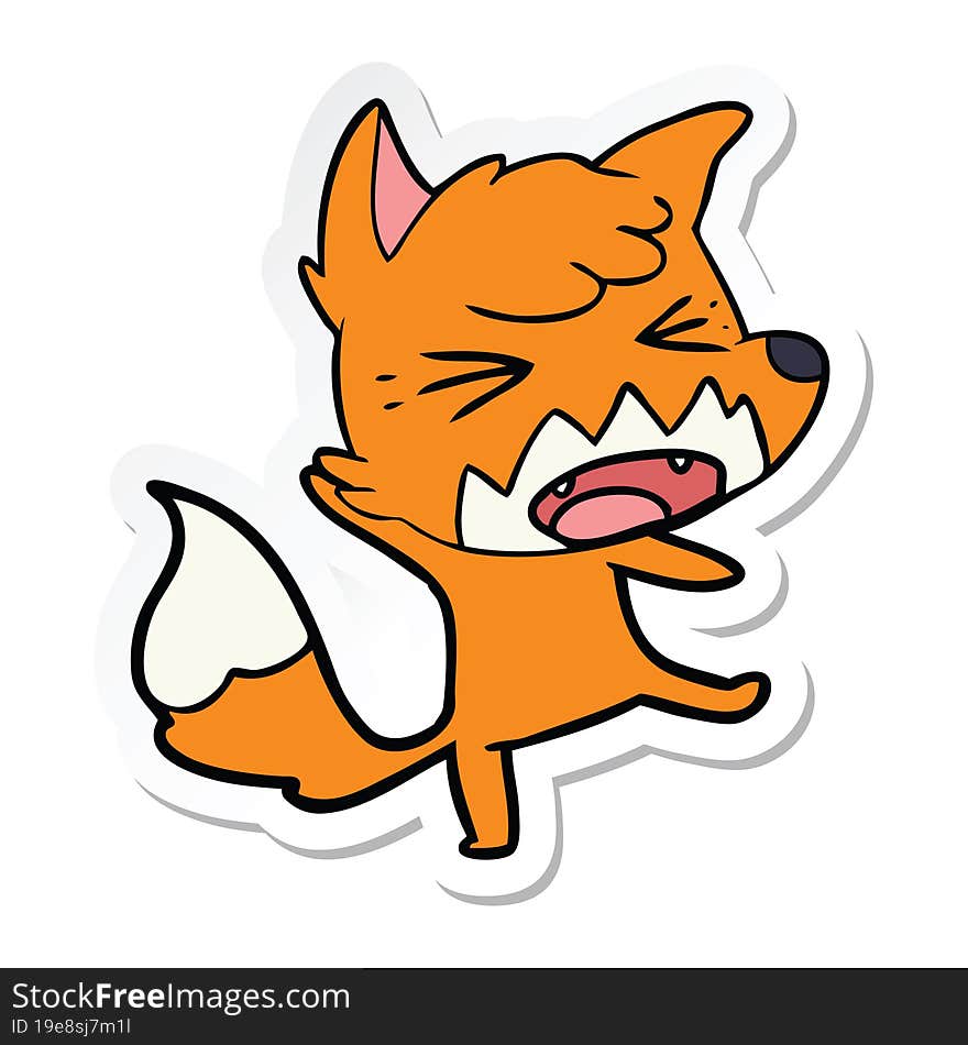 sticker of a angry cartoon fox