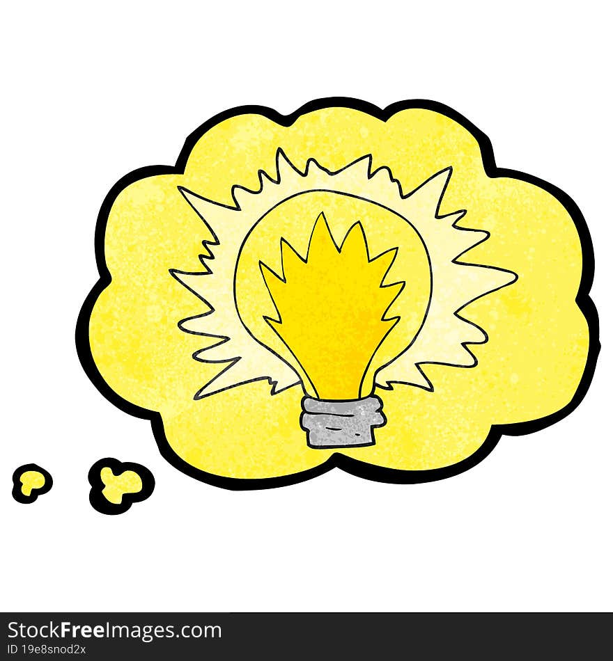 Thought Bubble Textured Cartoon Light Bulb