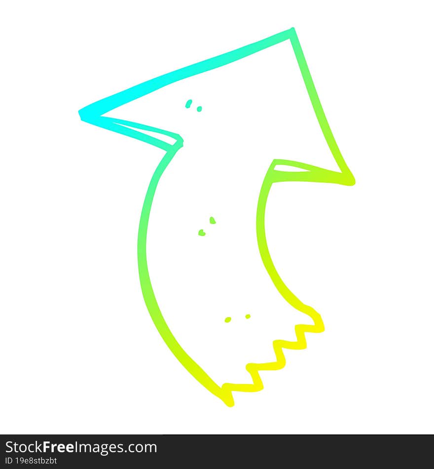 cold gradient line drawing cartoon pointing arrow