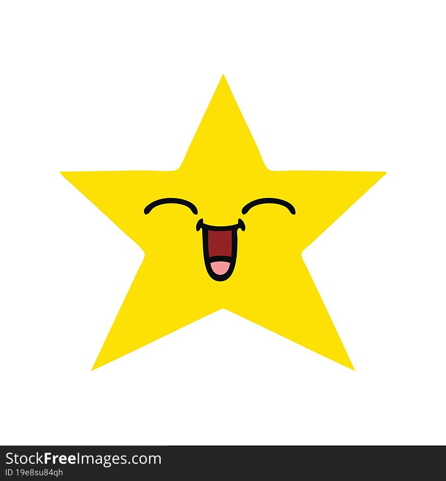 flat color retro cartoon gold star