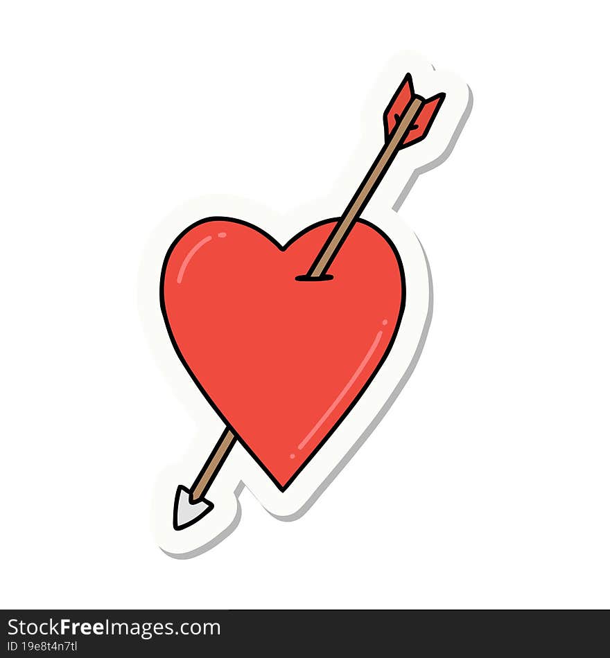 sticker of tattoo in traditional style of an arrow and heart. sticker of tattoo in traditional style of an arrow and heart