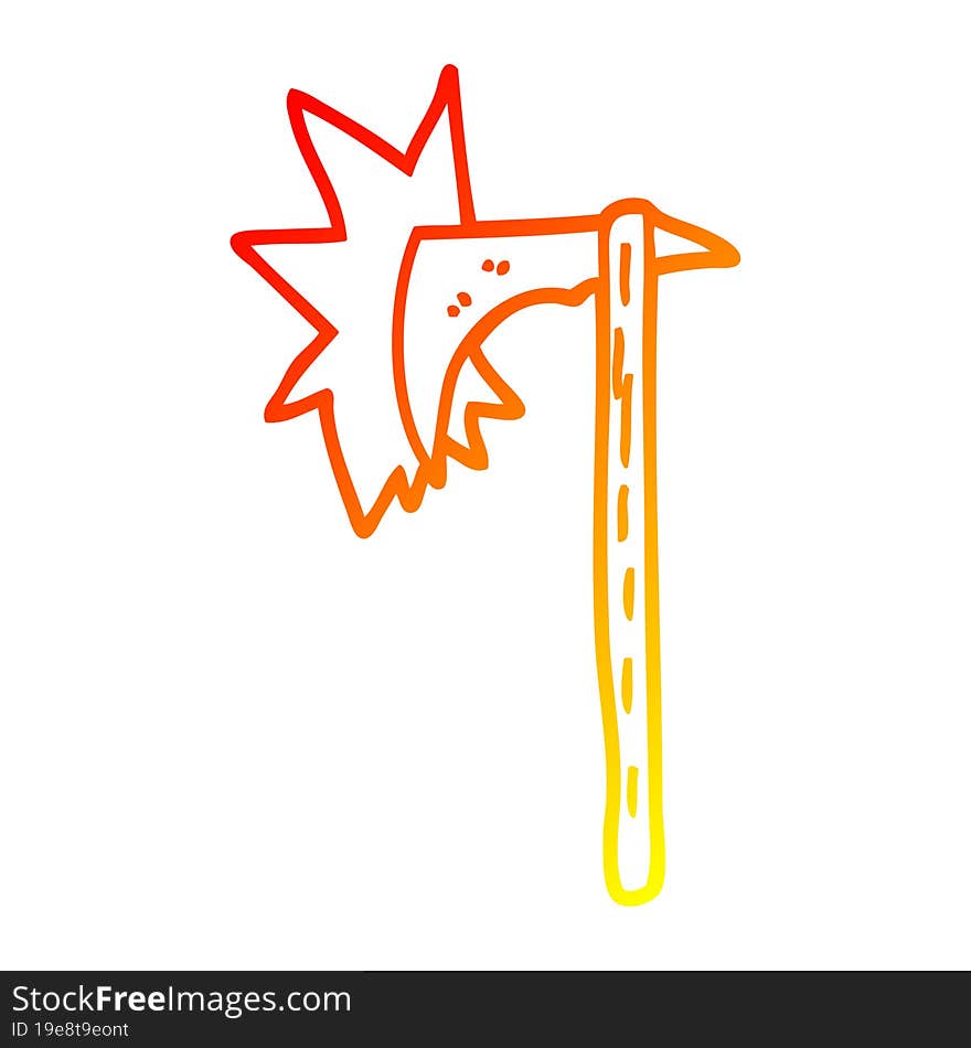 Warm Gradient Line Drawing Cartoon Viking Axe