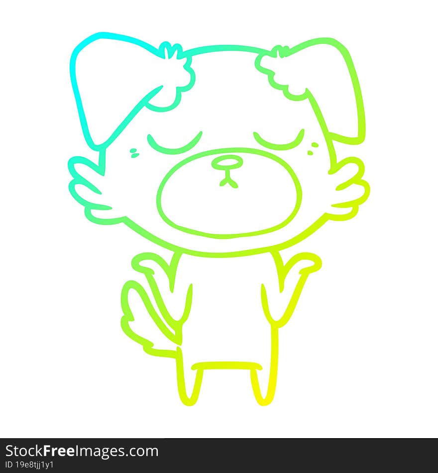 Cold Gradient Line Drawing Cute Cartoon Dog