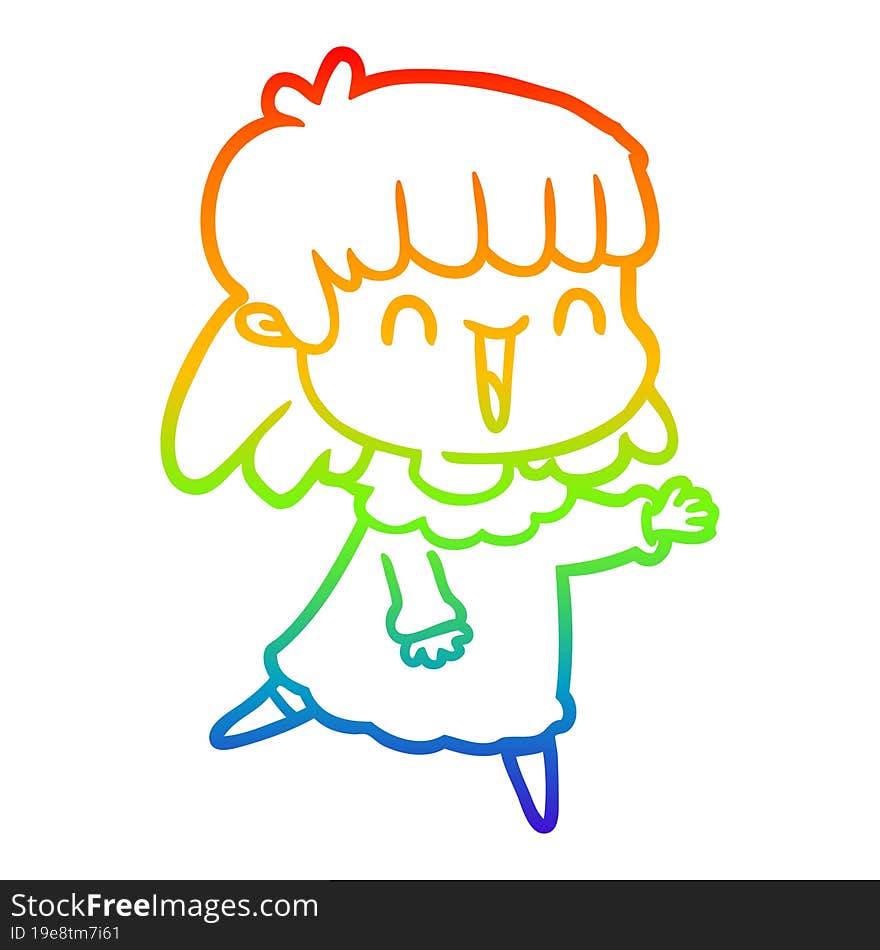 rainbow gradient line drawing of a cartoon woman