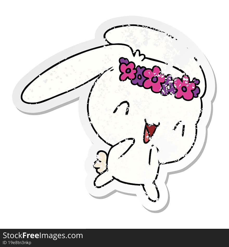 distressed sticker cartoon kawaii cute furry bunny