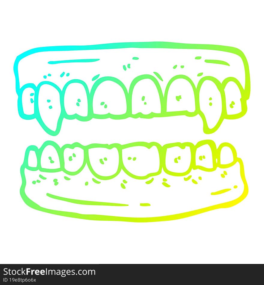 cold gradient line drawing cartoon vampire teeth