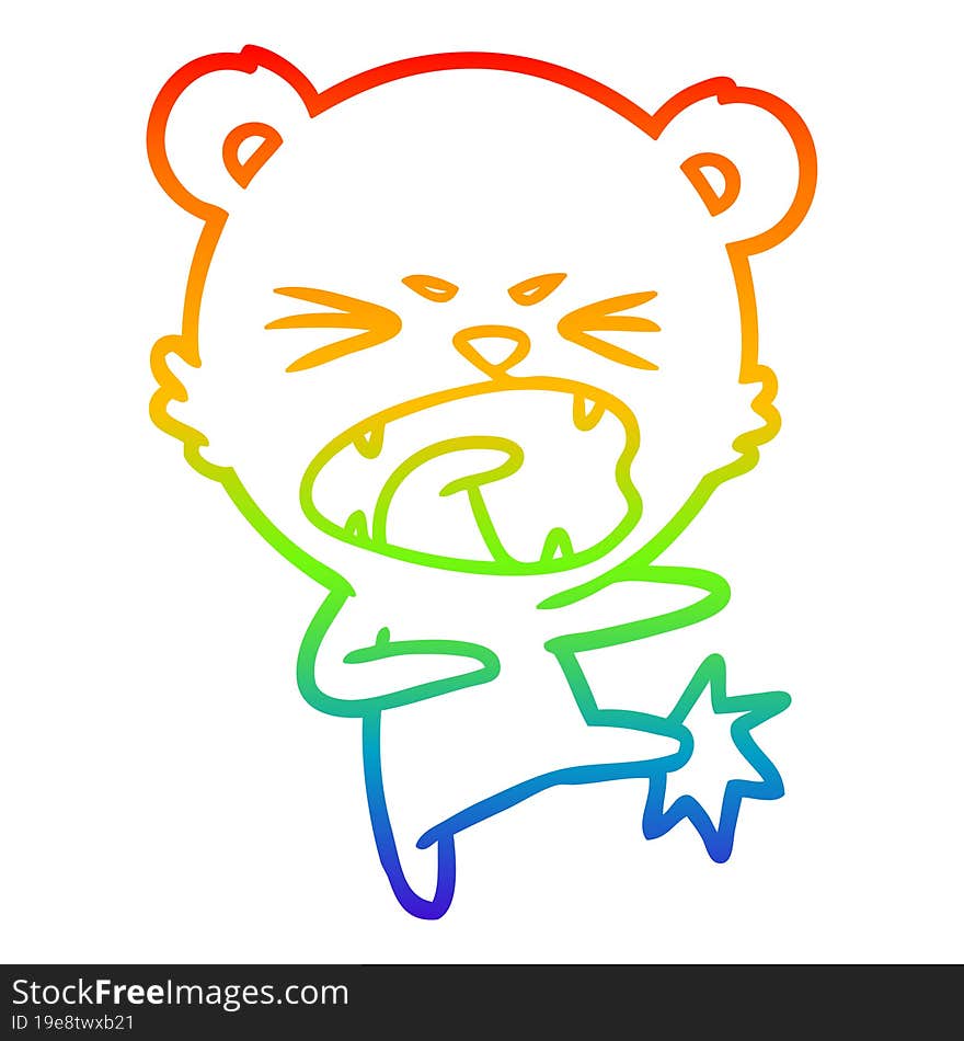 rainbow gradient line drawing angry cartoon bear