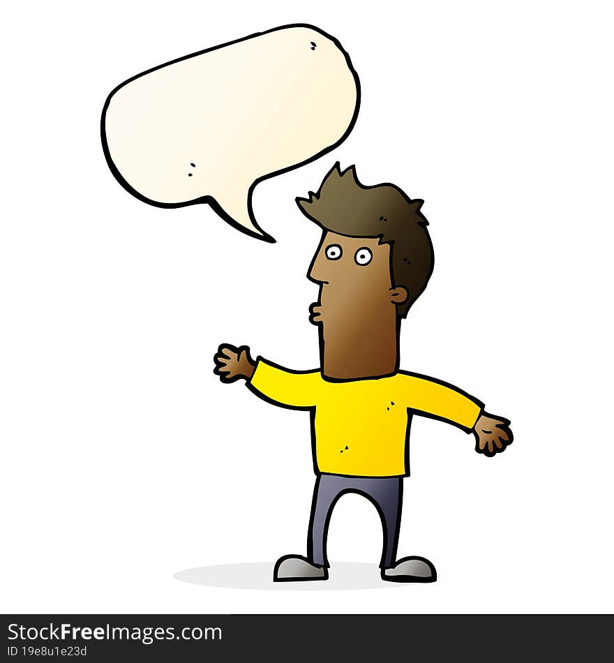 cartoon surprised man with speech bubble