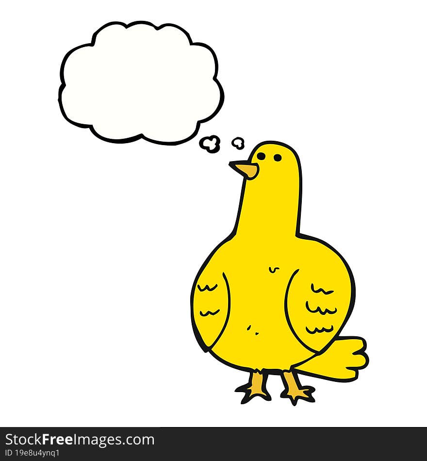 freehand drawn thought bubble cartoon bird