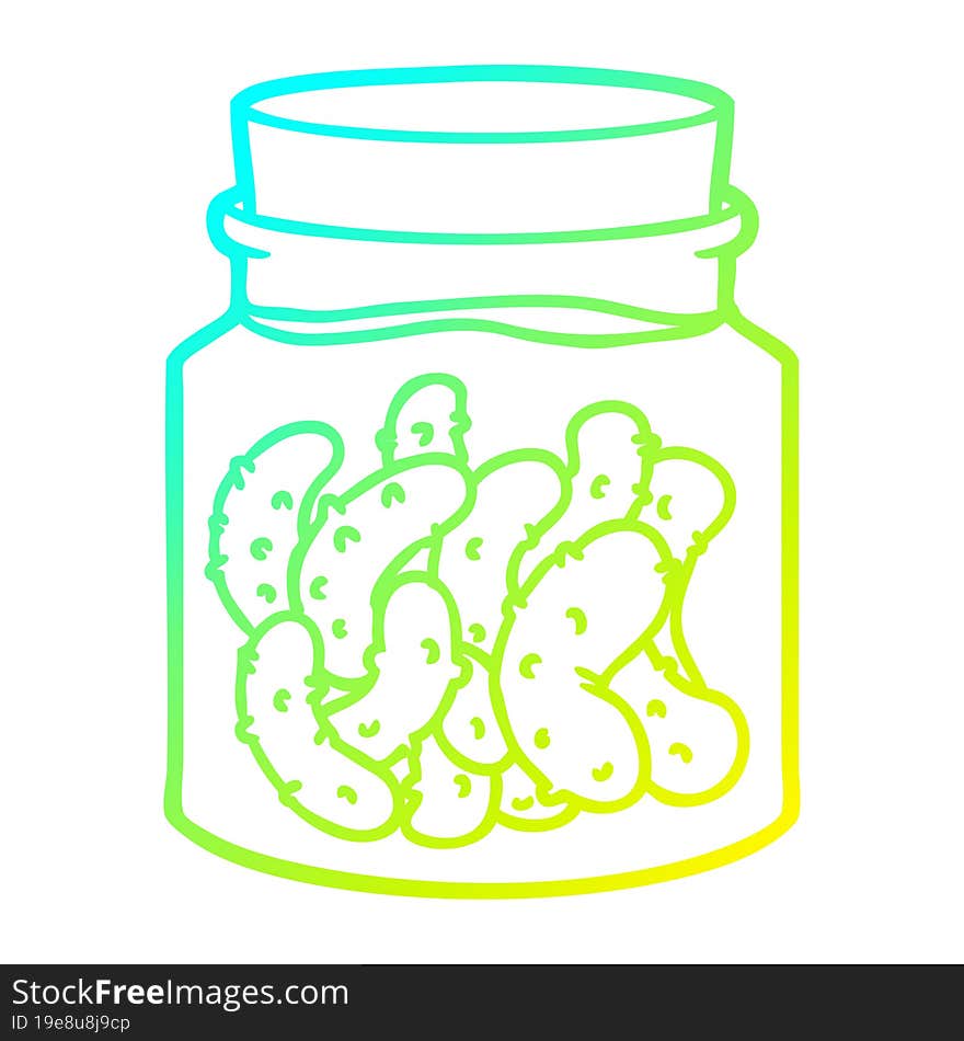 Cold Gradient Line Drawing Cartoon Pickled Gherkins