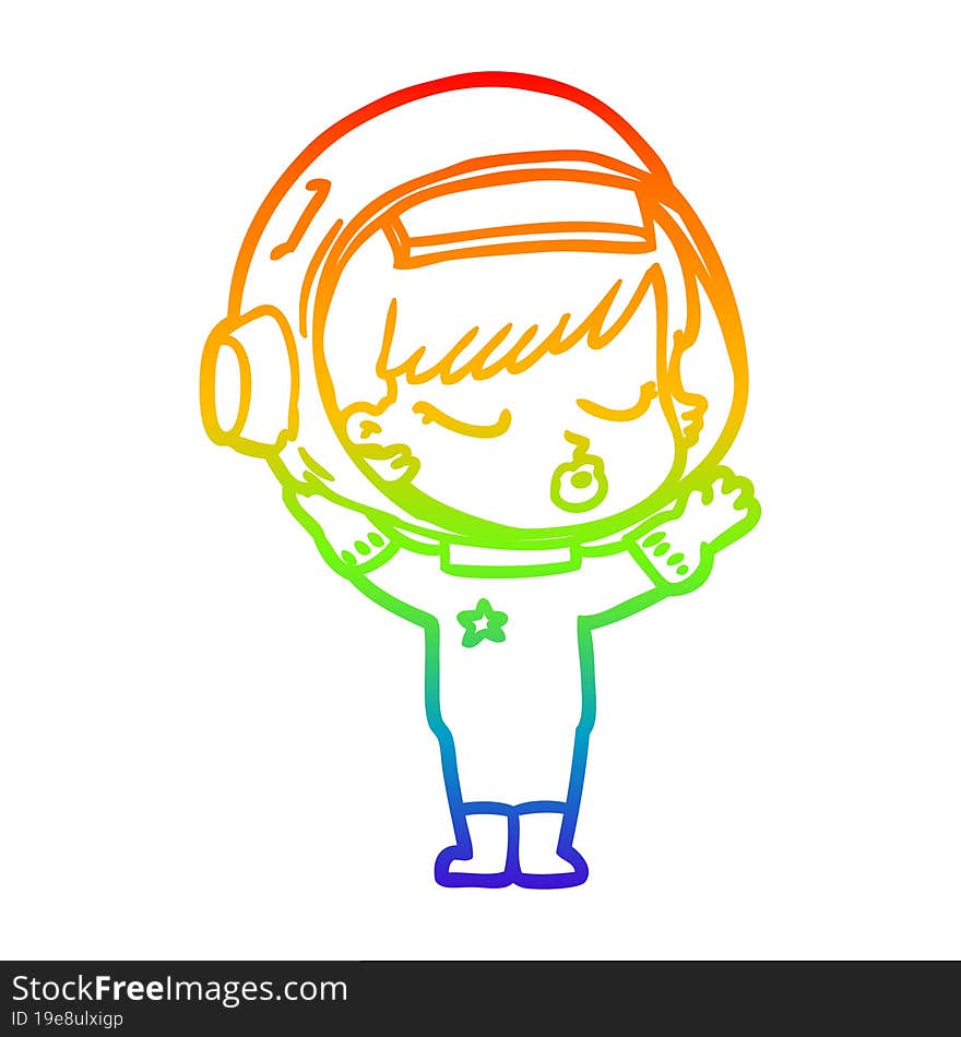 rainbow gradient line drawing cartoon pretty astronaut girl