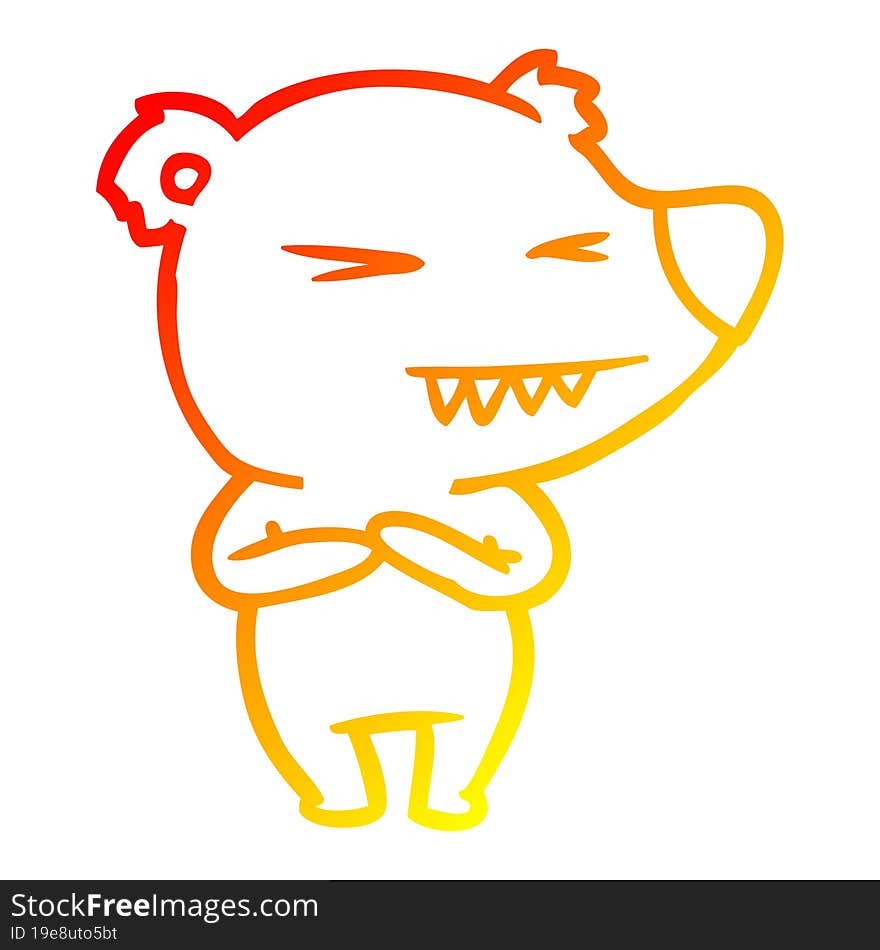 warm gradient line drawing angry polar bear cartoon