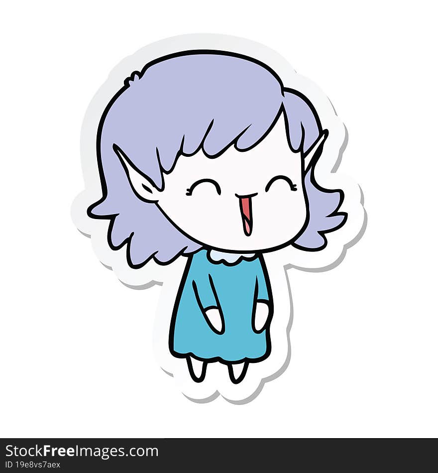 sticker of a cartoon elf girl