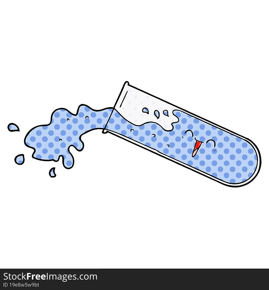 cartoon test tube spilling. cartoon test tube spilling