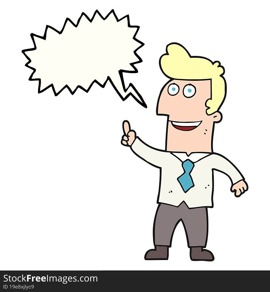 freehand drawn speech bubble cartoon businessman pointing