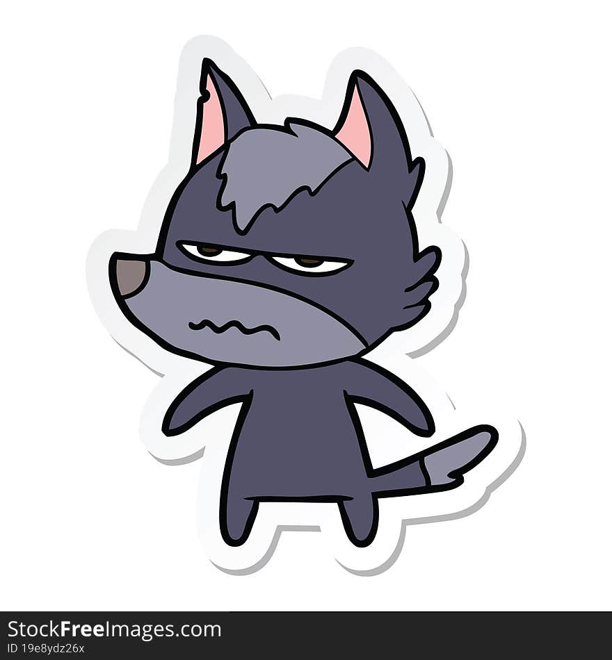 sticker of a cartoon annoyed wolf