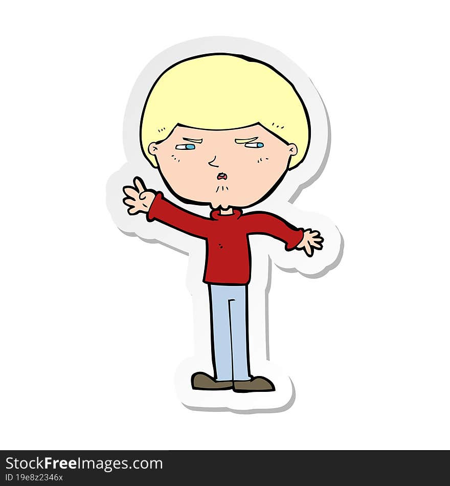 Sticker Of A Cartoon Mean Man