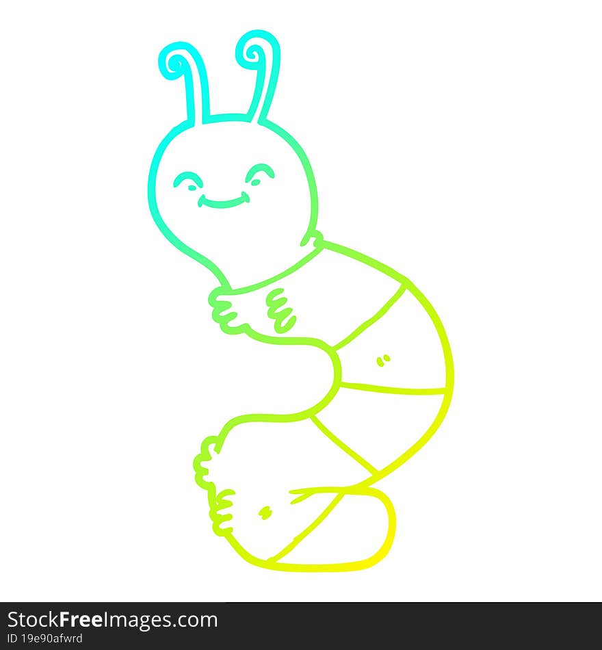 cold gradient line drawing cartoon happy caterpillar