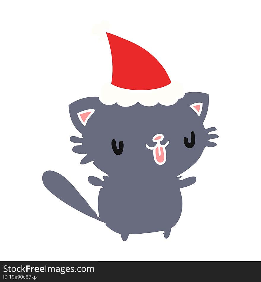 christmas cartoon of kawaii cat