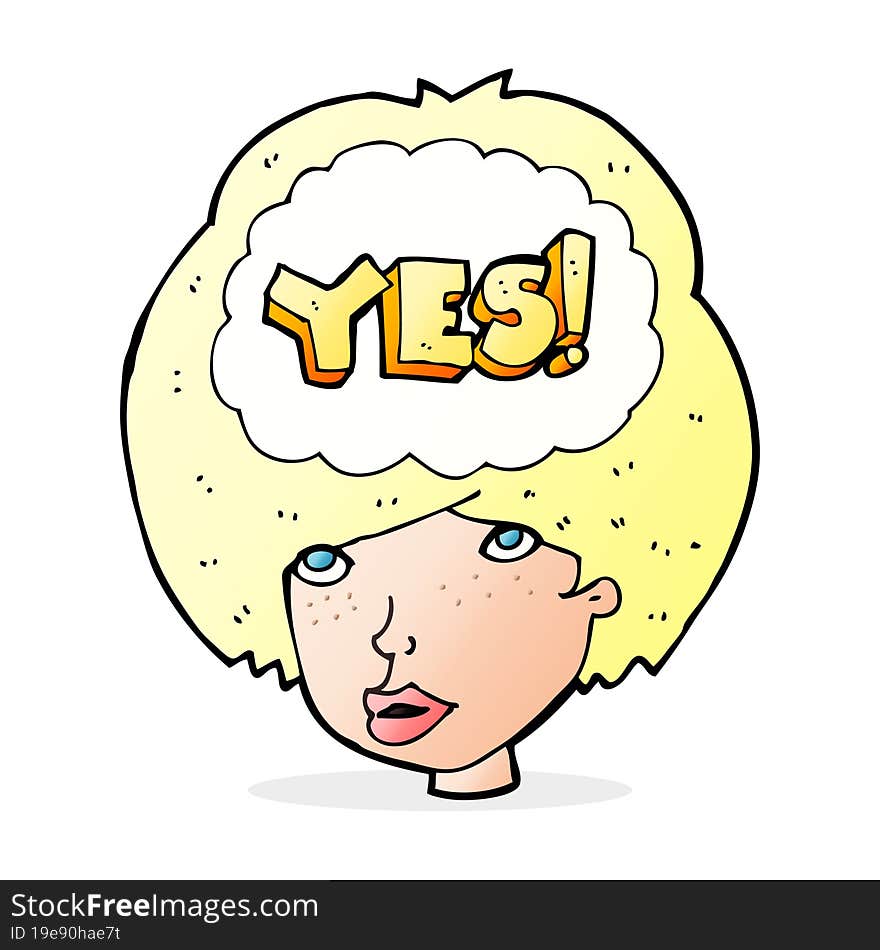 cartoon woman thinking yes