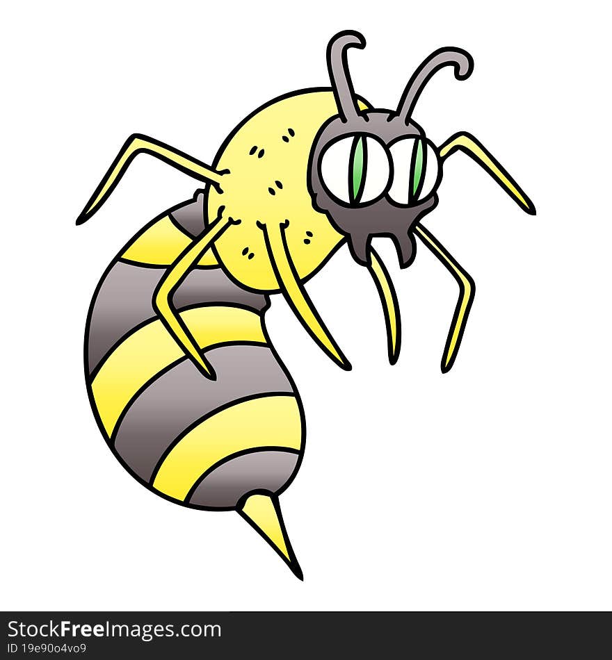 gradient shaded quirky cartoon wasp. gradient shaded quirky cartoon wasp