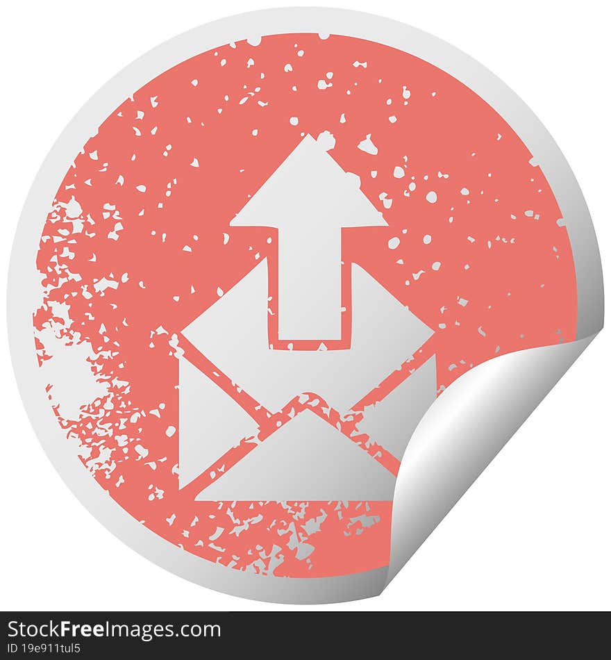 distressed circular peeling sticker symbol email sign