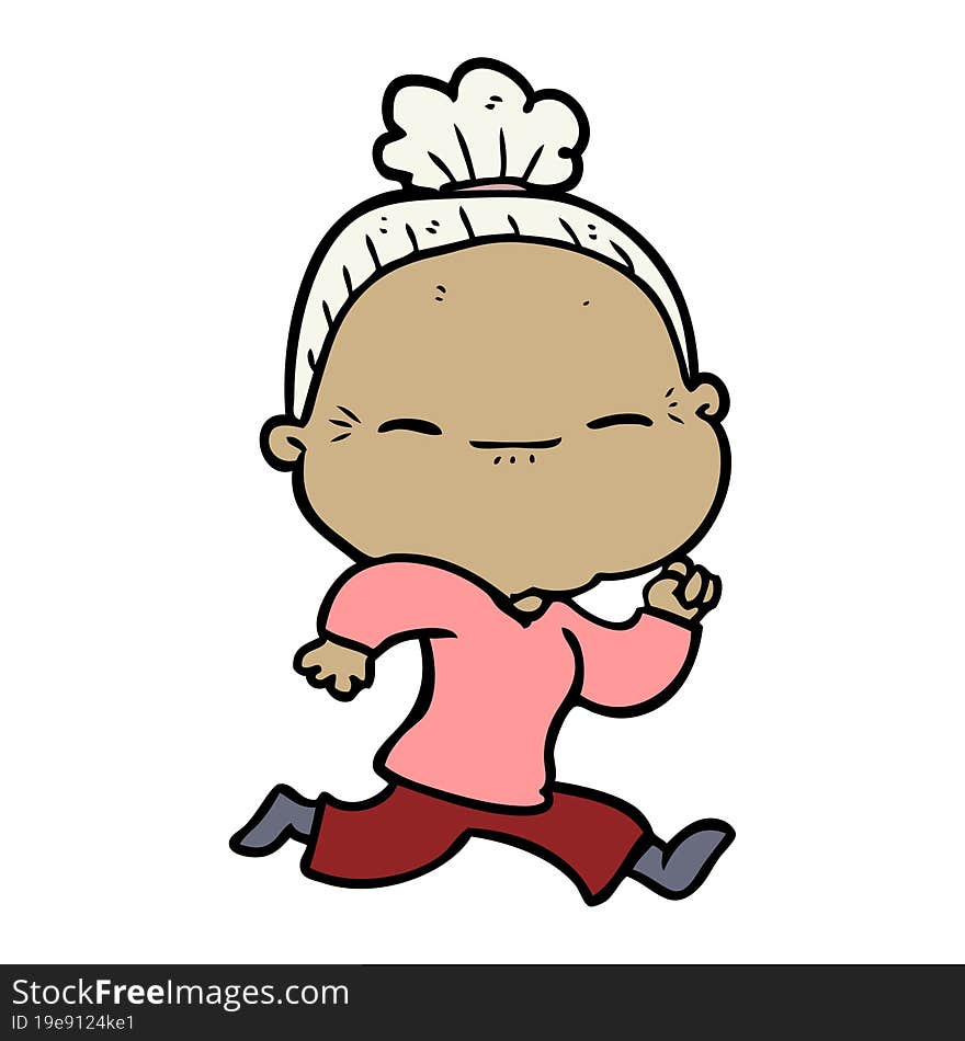 cartoon peaceful old woman. cartoon peaceful old woman