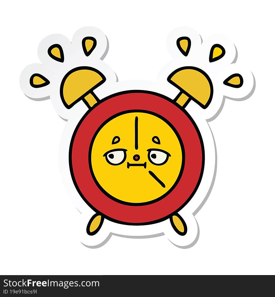 Sticker Of A Cute Cartoon Alarm Clock