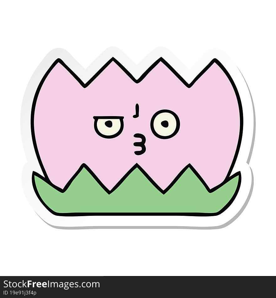 Sticker Of A Cute Cartoon Water Lilly