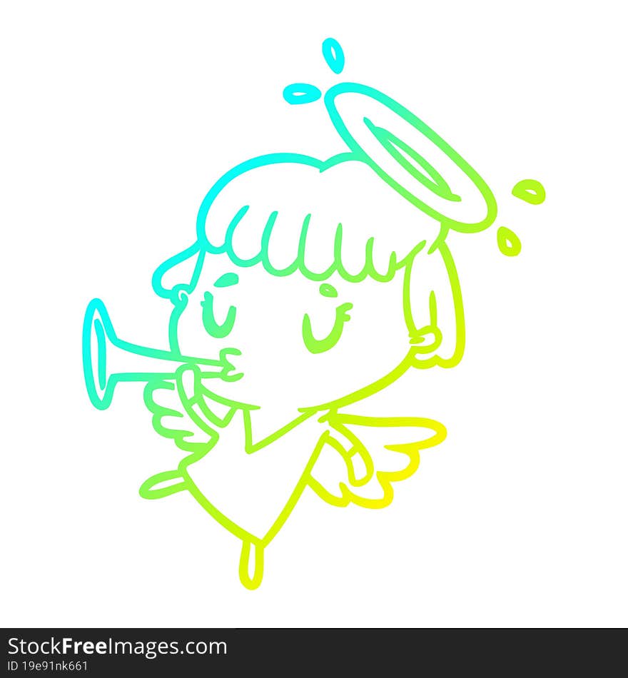 cold gradient line drawing of a cute angel