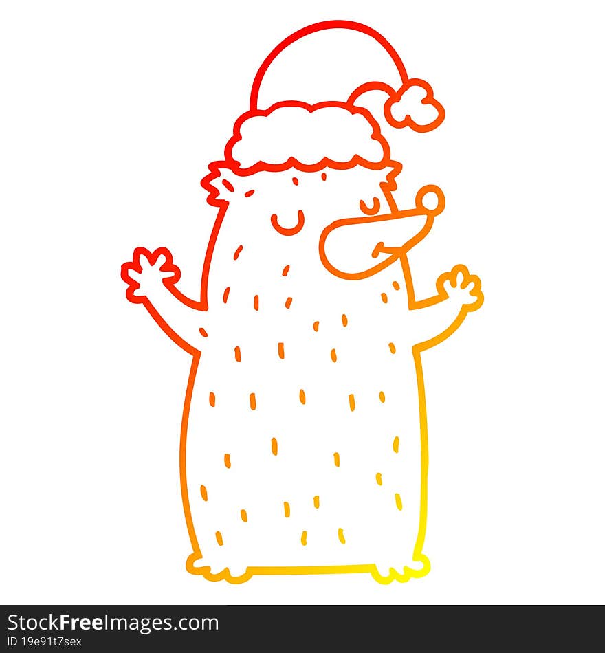 warm gradient line drawing cute cartoon christmas bear