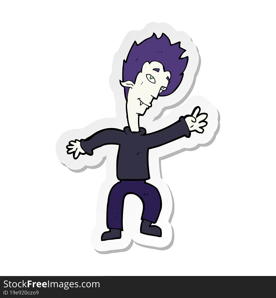 sticker of a cartoon halloween vampire