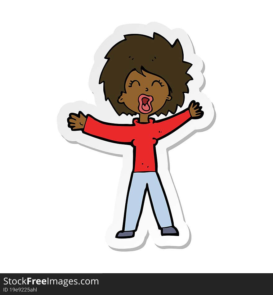 sticker of a cartoon woman shouting