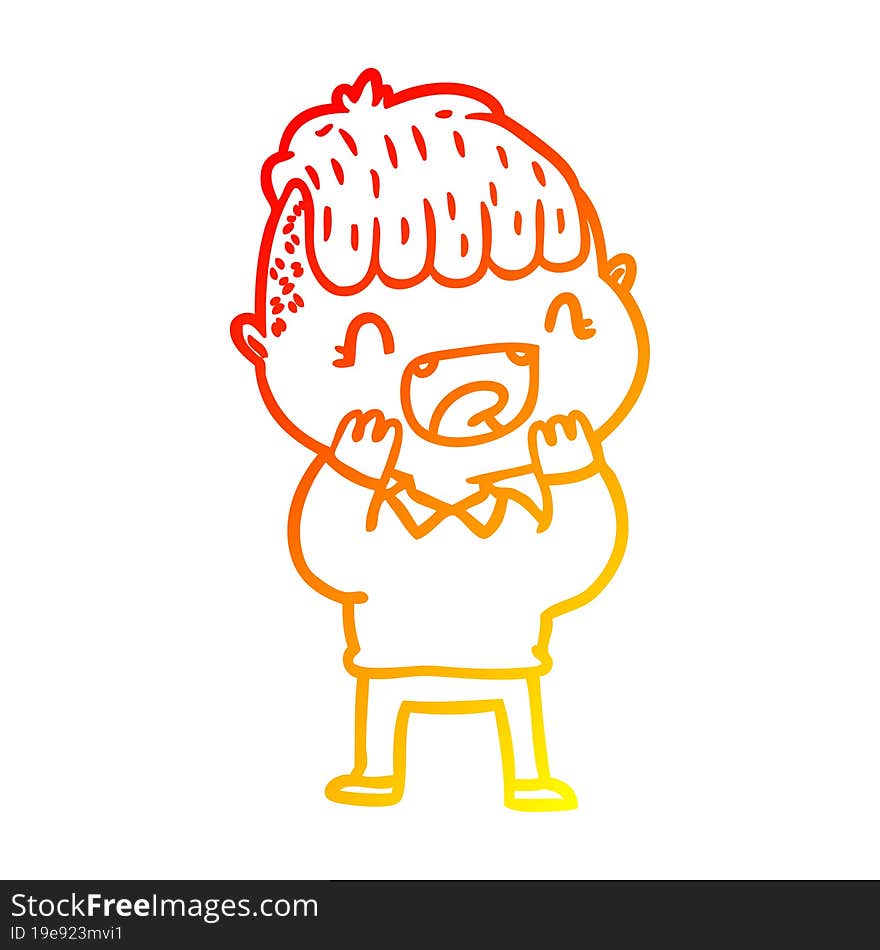 Warm Gradient Line Drawing Cartoon Happy Boy Laughing