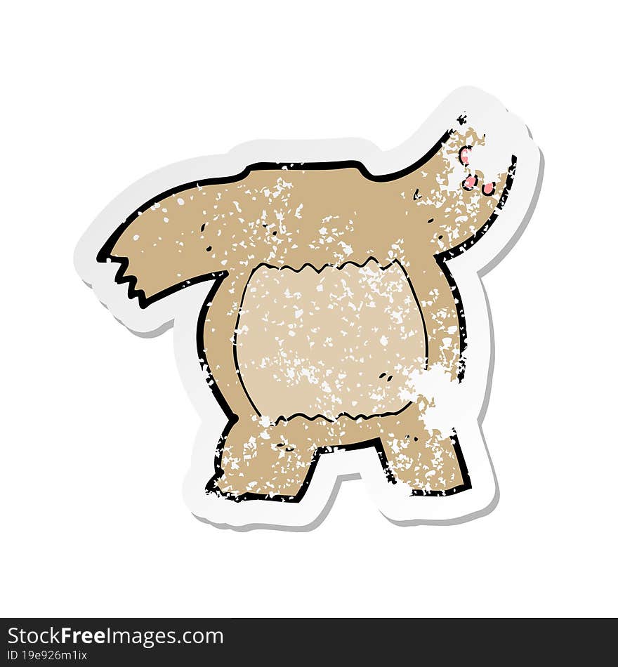 retro distressed sticker of a cartoon teddy bear body