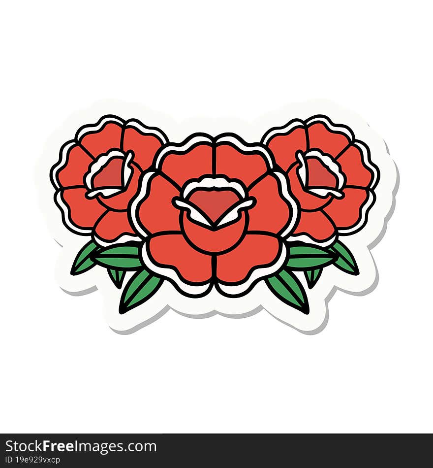 sticker of tattoo in traditional style of a bouquet of flowers. sticker of tattoo in traditional style of a bouquet of flowers