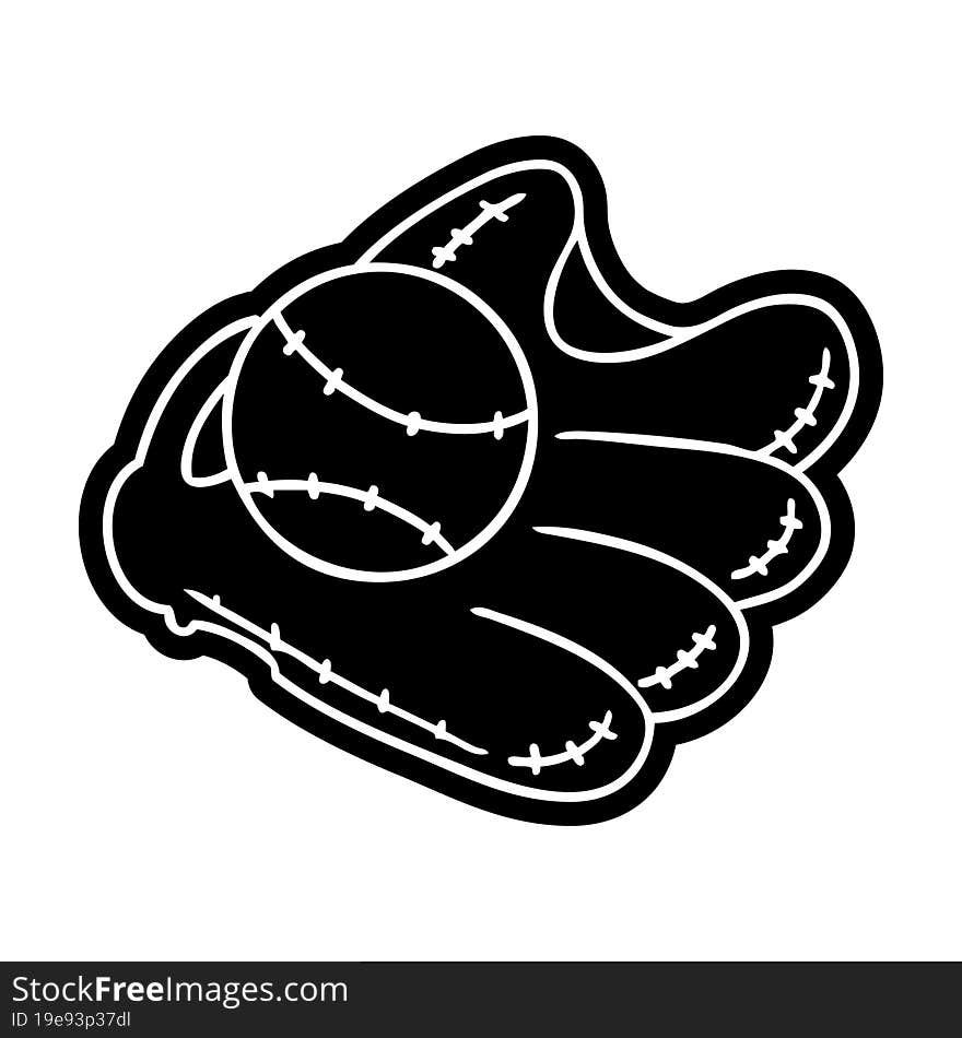 cartoon icon drawing of a baseball and glove