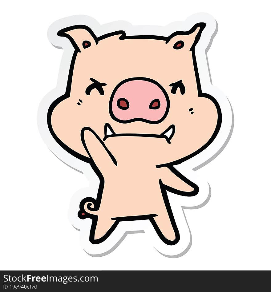 sticker of a angry cartoon pig