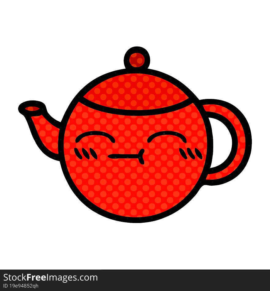 Comic Book Style Cartoon Teapot