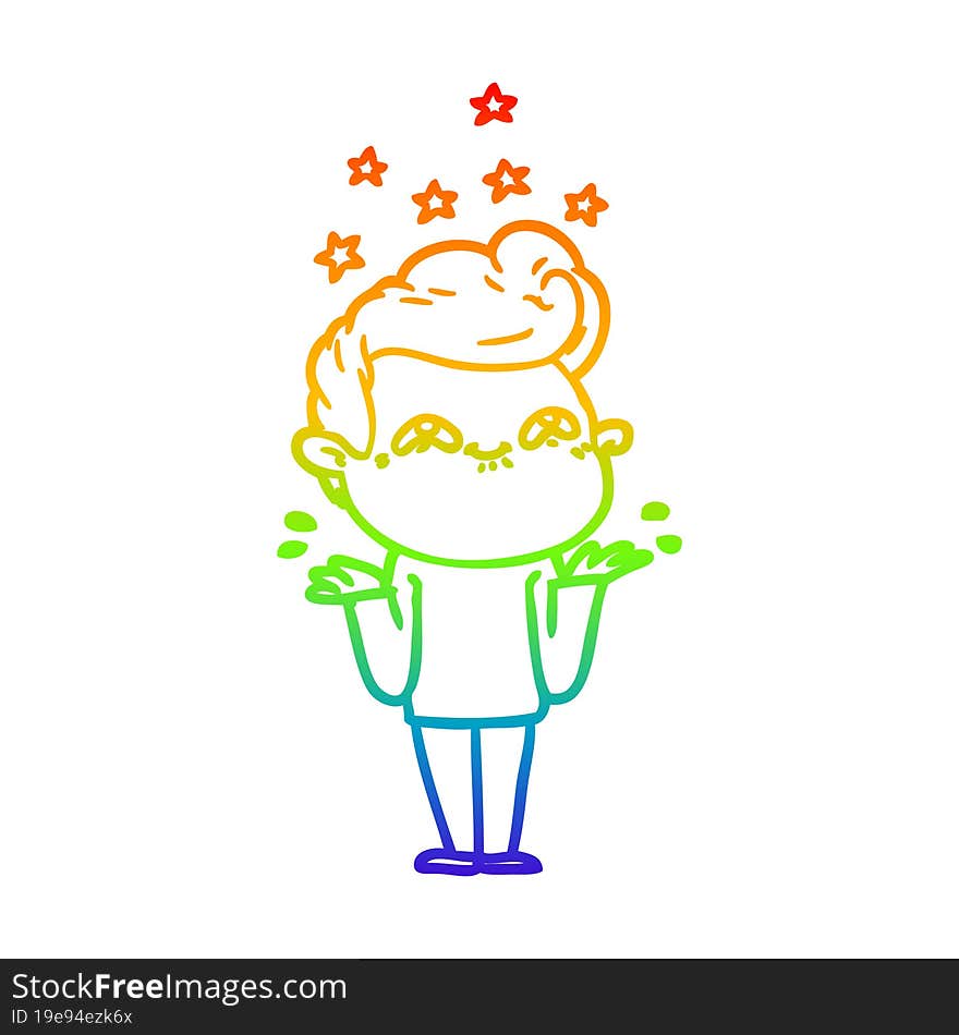 rainbow gradient line drawing excited man cartoon