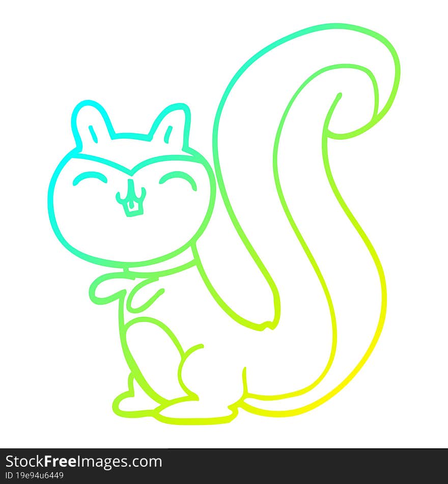 cold gradient line drawing cartoon happy squirrel